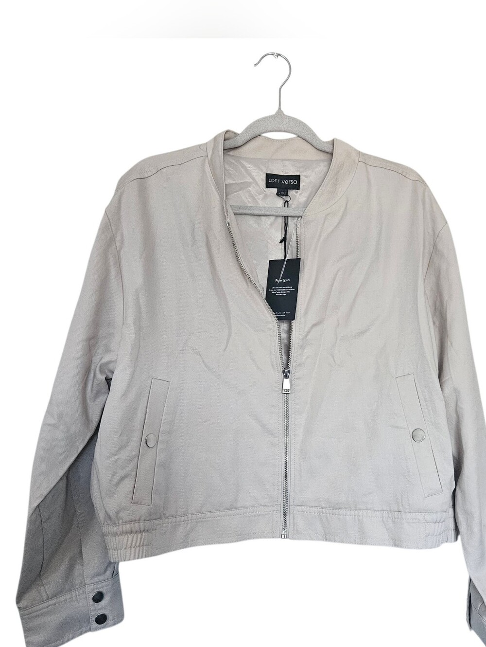 NWT LOFT Versa Women's Light Gray Bomber Jacket Size L